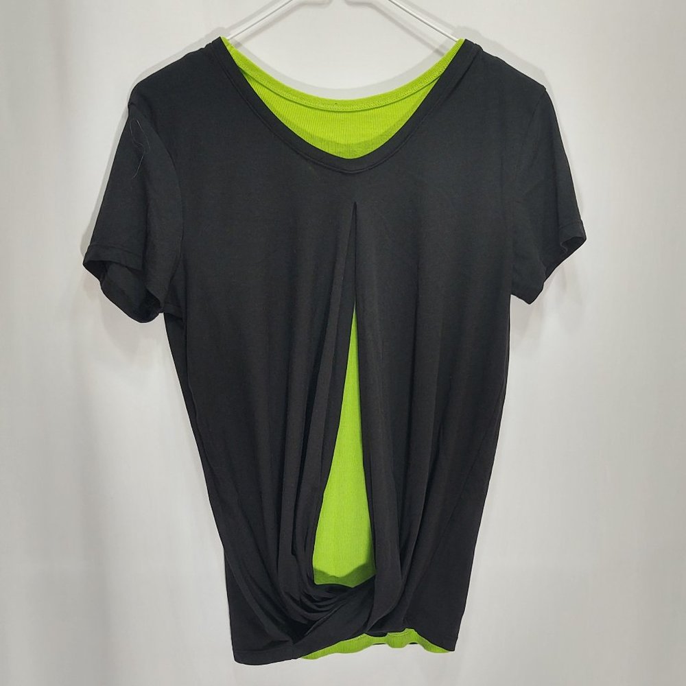 Victoria Sport Black Athletic Top w Back Opening